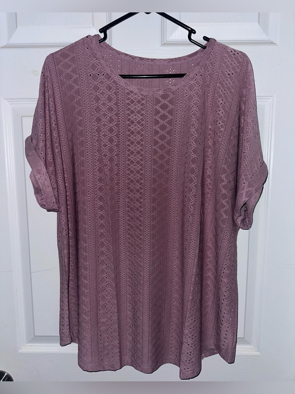 Amazon Rose Mauve Eyelet Knit Tunic Top